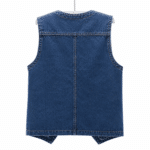 Gilet sans manche femme en jean bleu foncé style western (1)