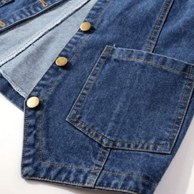 Gilet sans manche femme en jean bleu foncé style western (5)