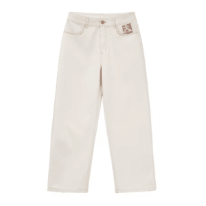 Jean cowboy blanc ecru coupe large