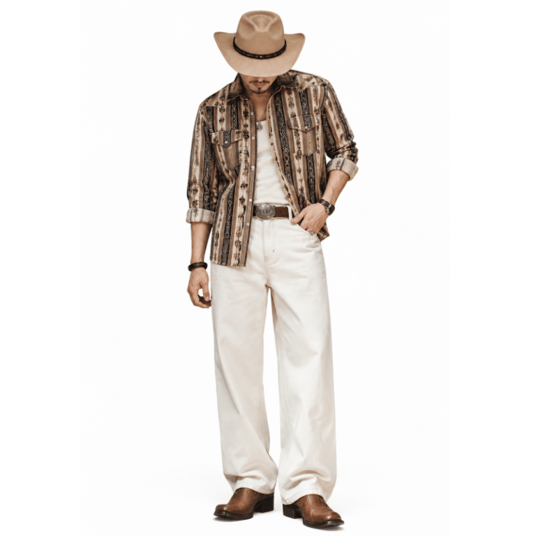 Jean cowboy blanc ecru coupe large (9)