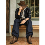 Jean cowboy denim brut coupe large Western (9)