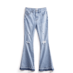 Jean flare femme denim clair déchiré style western vintage (9)