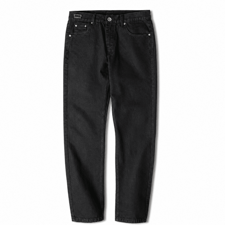 Jean noir homme coupe décontractée vintage coton (7)