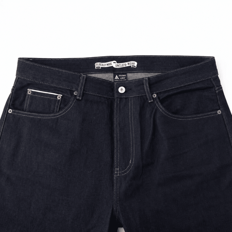 Jean vintage homme en denim brut épais (2)