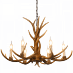 Lustre cowboy style bois de cerf à 6 lumières suspendu (4)