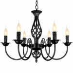 Lustre western néo-colonial fer forgé noir candélabre de ranch (3)