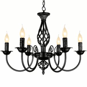 Lustre western néo-colonial fer forgé noir candélabre de ranch