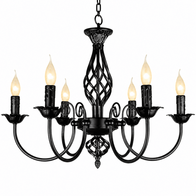 Lustre western néo-colonial fer forgé noir candélabre de ranch (3)