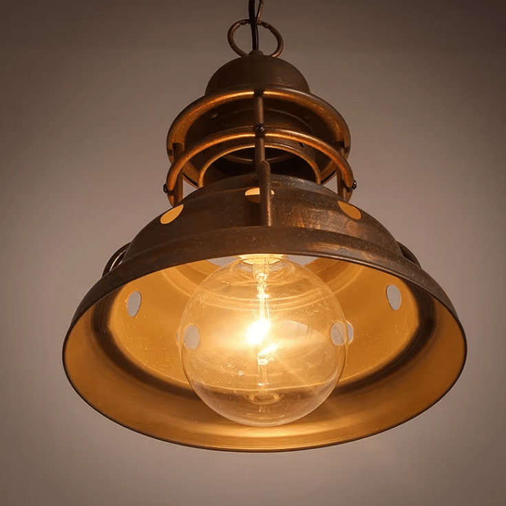 Lustre western vintage aspect métal bronze vieilli style industriel (1)