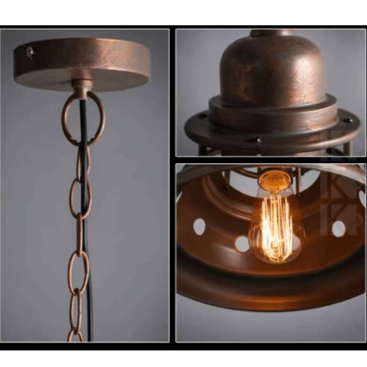 Lustre western vintage aspect métal bronze vieilli style industriel (2)