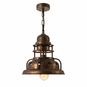 Lustre western vintage aspect métal bronze vieilli style industriel