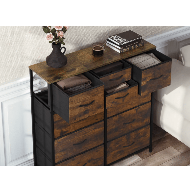 Meuble TV en bois massif vintage avec tiroirs style western (1)