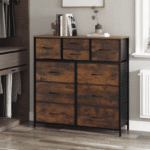 Meuble TV en bois massif vintage avec tiroirs style western (2)