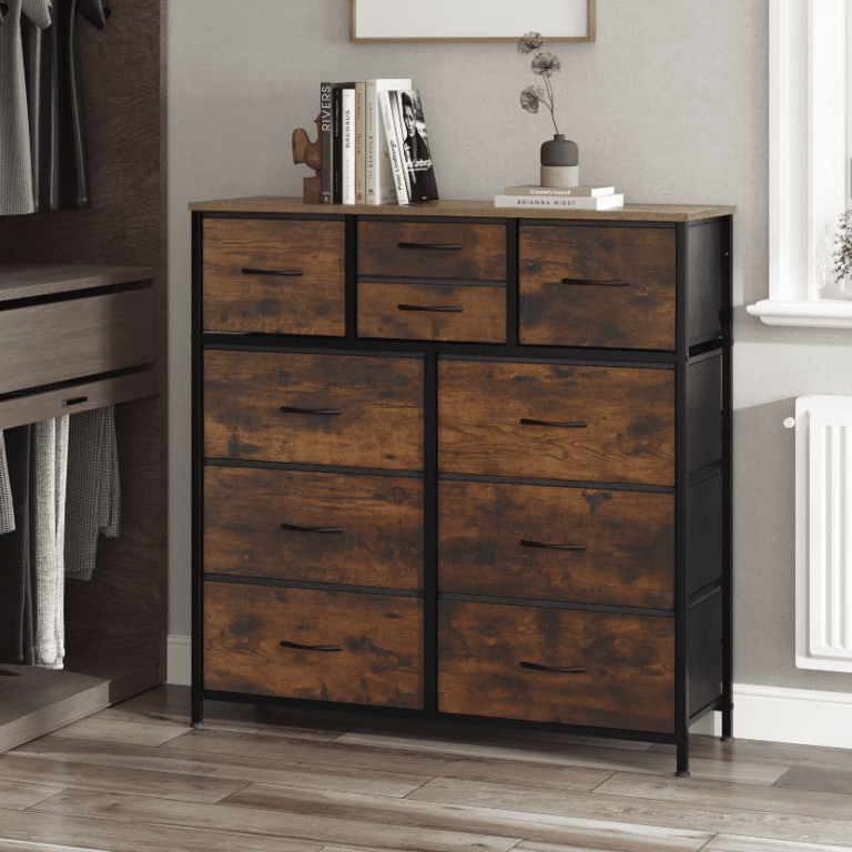 Meuble TV en bois massif vintage avec tiroirs style western (2)