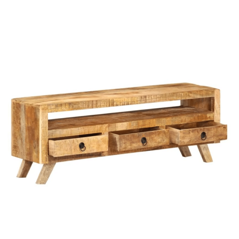 Meuble TV en bois massif vintage avec tiroirs style western (3)