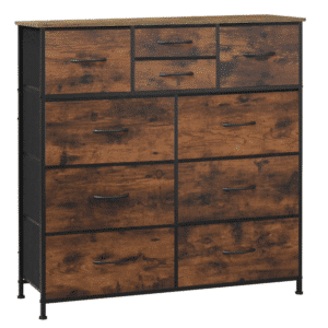 Commode de rangement vintage à tiroirs tissu style western effet bois