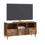 Meuble TV en chêne massif vintage avec rangements style western (1)