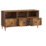 Meuble TV en chêne massif vintage avec rangements style western (2)