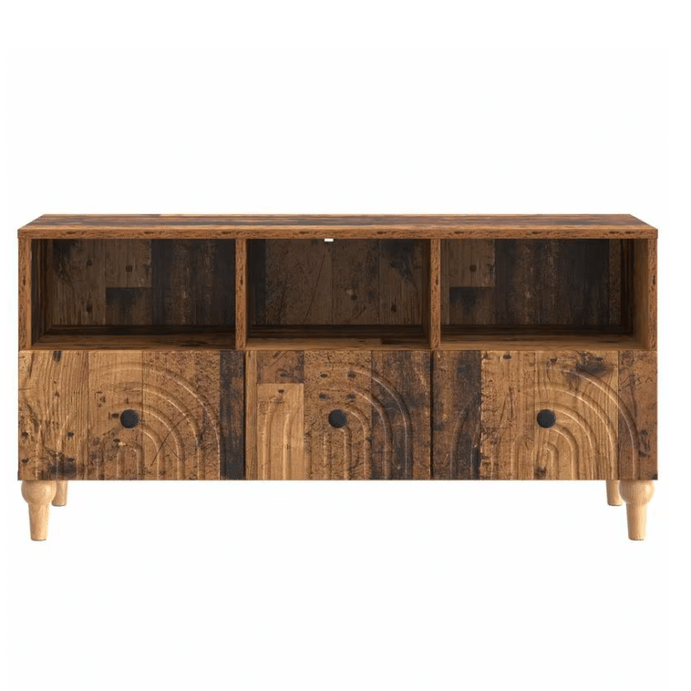 Meuble TV en chêne massif vintage avec rangements style western (3)