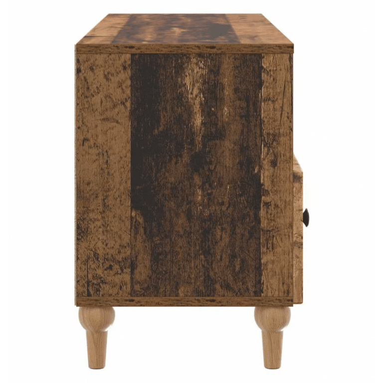 Meuble TV en chêne massif vintage avec rangements style western (4)