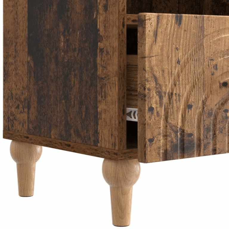 Meuble TV en chêne massif vintage avec rangements style western (6)