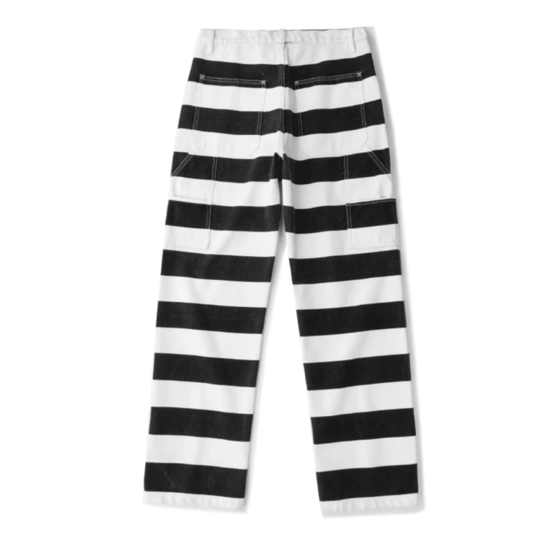 Pantalon cowboy rayé noir et blanc américain vintage (10)