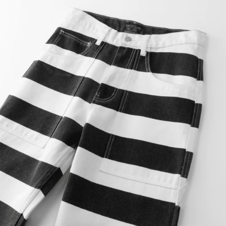 Pantalon cowboy rayé noir et blanc américain vintage (11)
