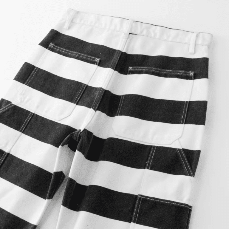Pantalon cowboy rayé noir et blanc américain vintage (5)