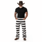 Pantalon cowboy rayé noir et blanc américain vintage (7)