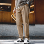 Pantalon homme beige coupe décontractée vintage 100 % coton (11)