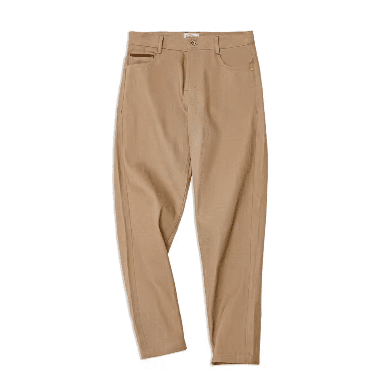Pantalon homme beige coupe décontractée vintage 100 % coton (15)