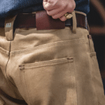 Pantalon homme beige coupe décontractée vintage 100 % coton (5)