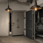 Plafonnier Abri Nucléaire industriel métal patiné (1)
