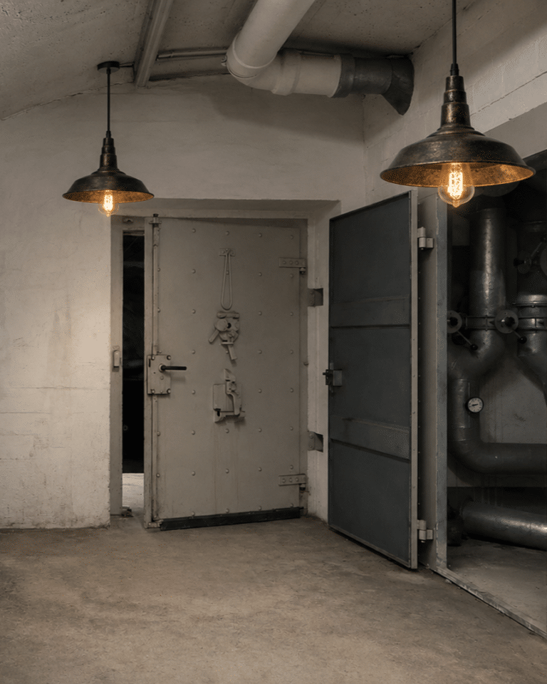 Plafonnier Abri Nucléaire industriel métal patiné (1)