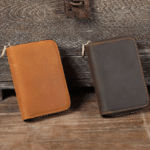 Porte-cartes cuir homme accordéon zippé style vintage américain (1)