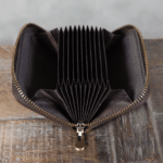 Porte-cartes cuir homme accordéon zippé style vintage américain (5)