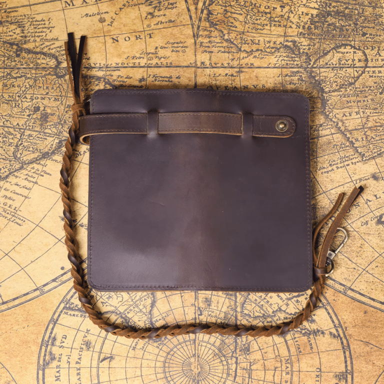 Portefeuille western long en cuir brut avec dragonne (10)