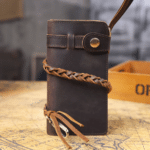 Portefeuille western long en cuir brut avec dragonne (6)