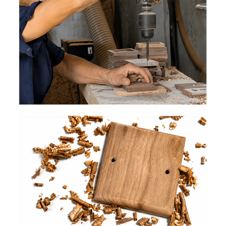 Prise électrique rétro en bois véritable port USB USBC (1)