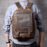 Sac a dos aventurier cuir pleine fleur marron robuste (10)