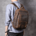 Sac a dos aventurier cuir pleine fleur marron robuste (12)