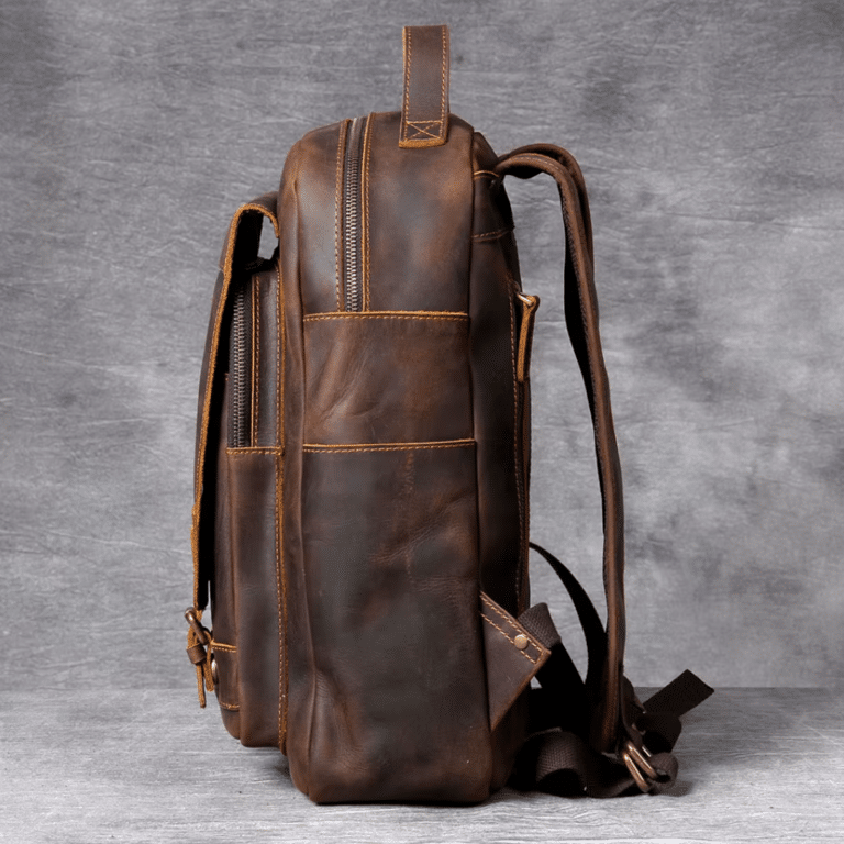 Sac a dos aventurier cuir pleine fleur marron robuste (14)