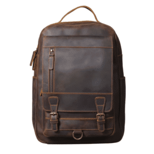 Sac a dos aventurier cuir pleine fleur marron robuste 13L