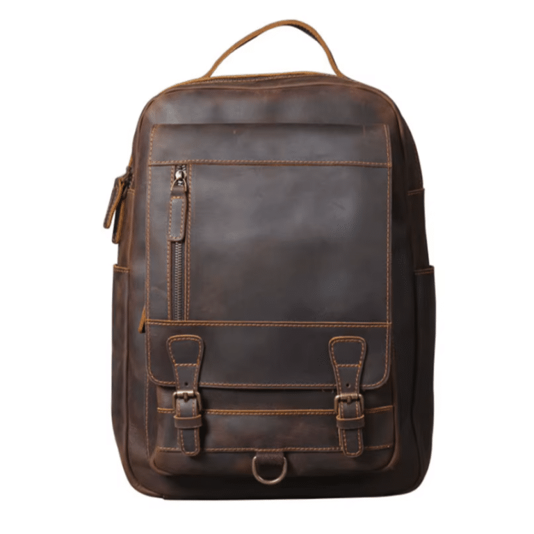 Sac a dos aventurier cuir pleine fleur marron robuste (9)