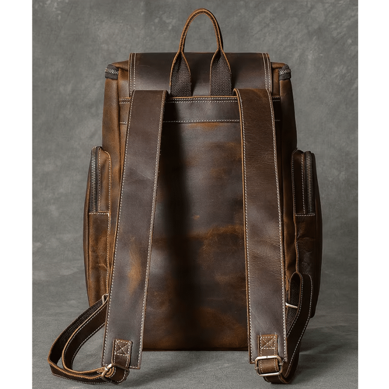 Sac à dos baroudeur vintage américain en cuir brut (14)