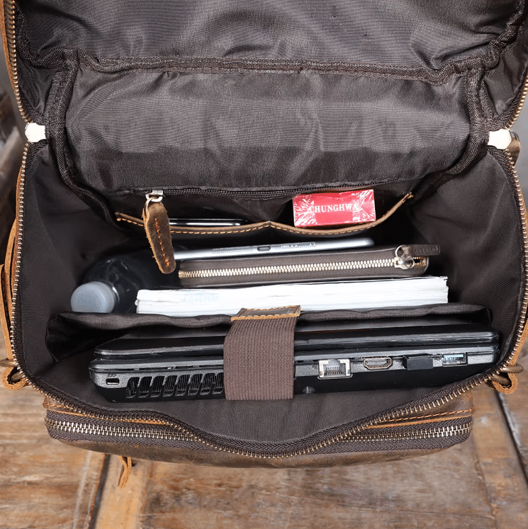 Sac à dos cuir homme voyageur rétro à compartiments (12)