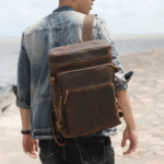 Sac à dos cuir homme voyageur rétro à compartiments (8)