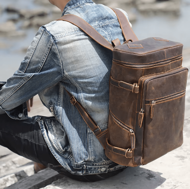 Sac à dos cuir homme voyageur rétro à compartiments (9)
