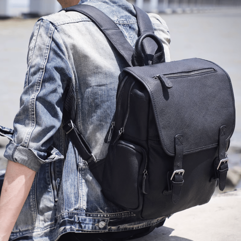 Sac a dos homme cuir noir vintage compartiment ordinateur (11)