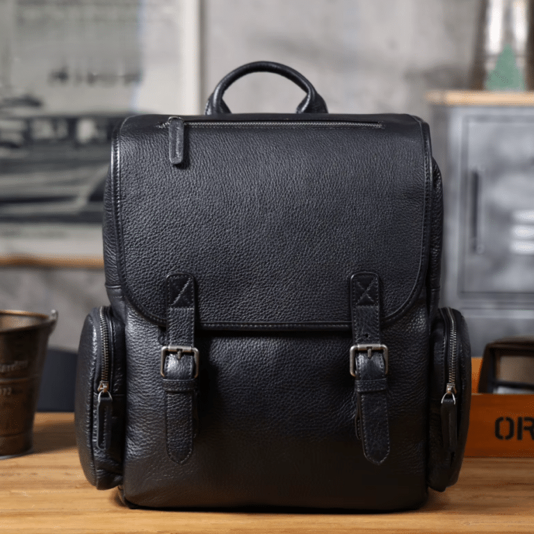 Sac a dos homme cuir noir vintage compartiment ordinateur (12)